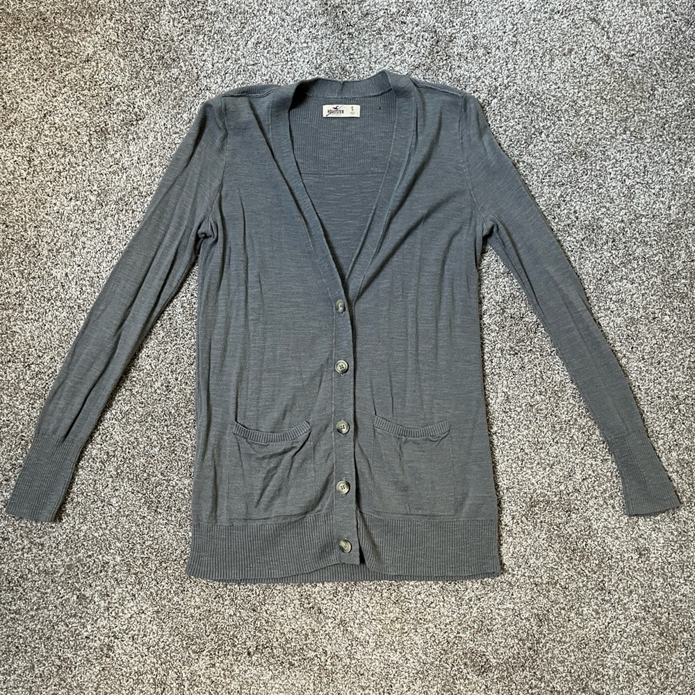 Women’s Hollister Small Grey Cardigan with Pockets